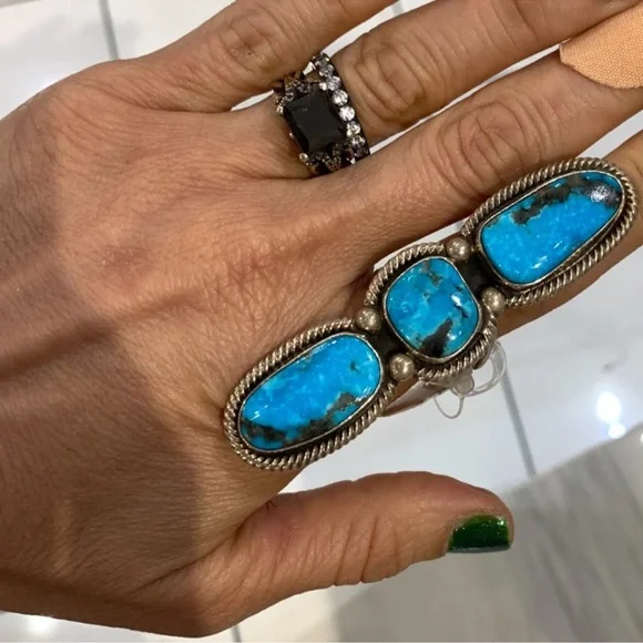 Vintage silver turquoise ring - Picture 4 of 10
